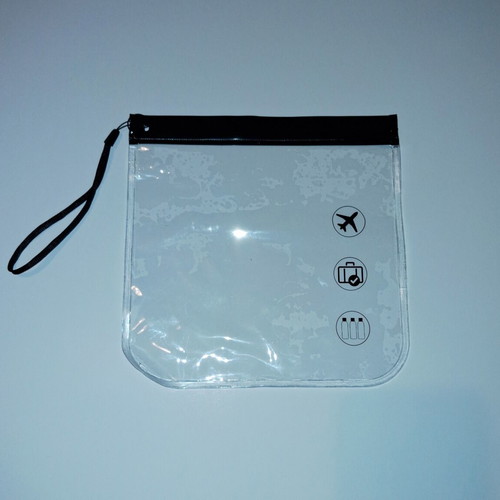 Travel Cosmetic Bag transparent with black handle 20x20cm new
