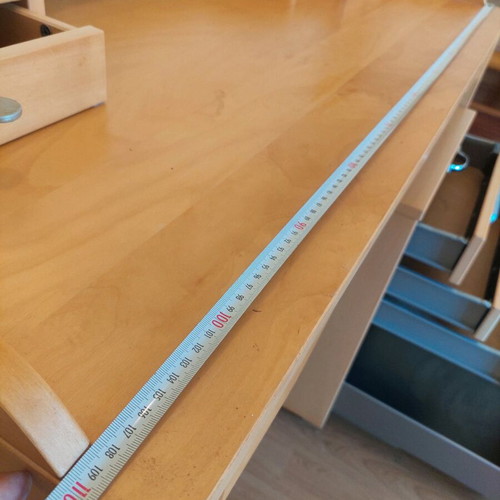 Wooden desk like new with drawers and wheels