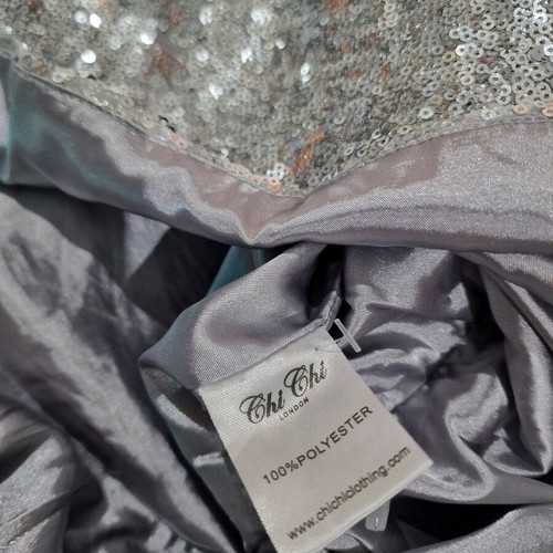 Chi Chi London maxi sequin dress like new, grey, size M
