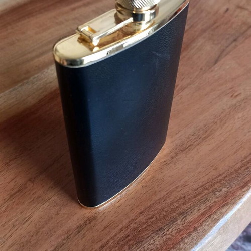 Stainless Steel Flask with Leather like new 8oz ~240ml