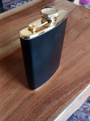 Stainless Steel Flask with Leather like new 8oz ~240ml