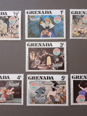 Grenada Walt Disney Snow White and the Seven Dwarfs Christmas stamps set 7 1980 MNH
