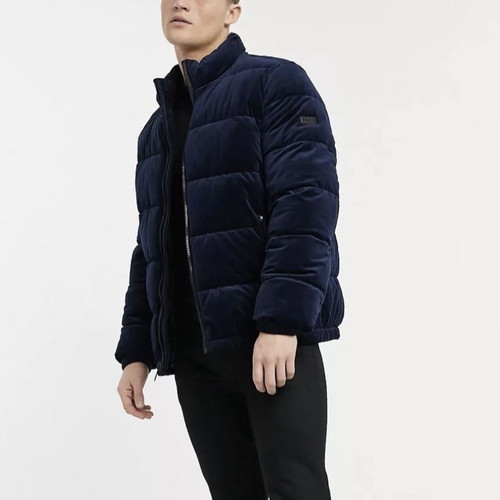 DKNY Velvet Puffer Jacket used men's size L, dark blue