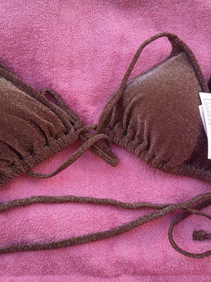 H&M bikini top new, brown with metallic texture, size M