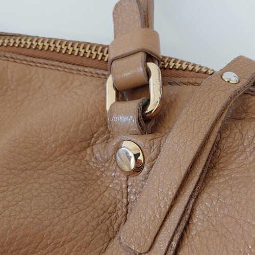 Nicoli leather women's handbag used, beige, large size