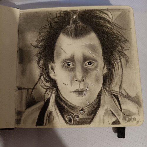Scissorhands drawing handmade with mechanical pencil like new