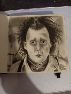 Scissorhands drawing handmade with mechanical pencil like new