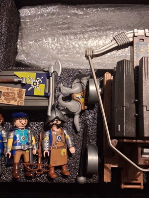 Playmobil fighters set used with 3 characters, dog, fire car, and tools