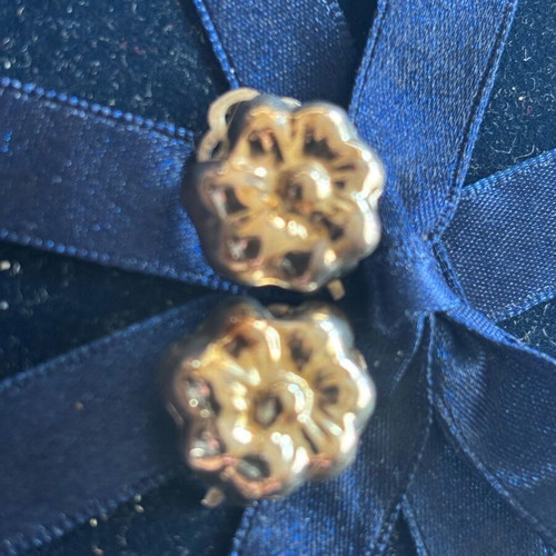 Folli Follie flower earrings 925,585 silver-gold like new with clips
