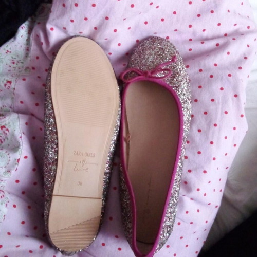 glitter ballerinas in fuchsia
