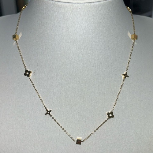 Stainless steel necklace thin gold color like new