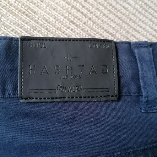 Hashtag cotton pants for boys age 14, blue