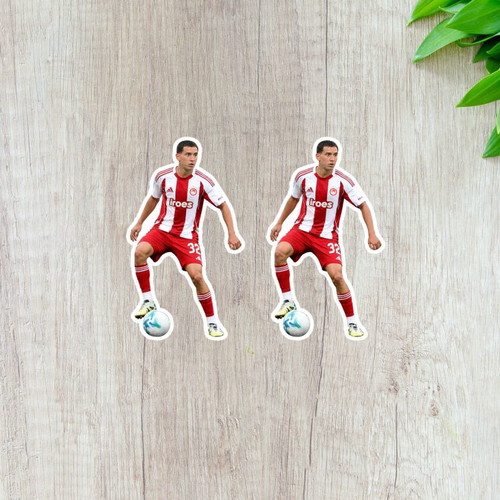Santiago Hezze Olympiacos stickers made to order, set of 2