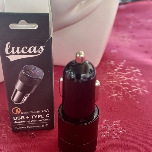 Lucas Car Charger USB and Type-C 3.1A new