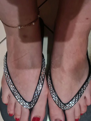 Flip flops new size 40/41 with rhinestones black