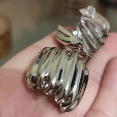 Impressive silver earrings new, iron and titanium steel