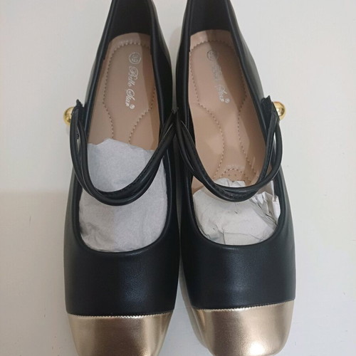 Ballerinas black and gold, new, size 39, large fit