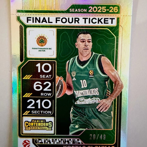 Kostas Sloukas collectible card new No 20/49 Panini Euroleague 2025-2026