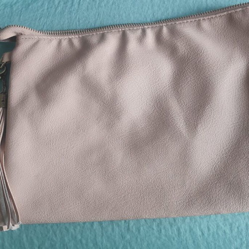 Atmosphere Beige Nude Handbag like new with gold studs and tassel