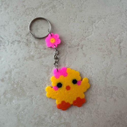 Chick keychain like new, multicolored, made with beads