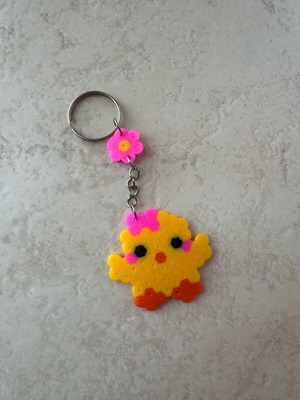 Chick keychain like new, multicolored, made with beads