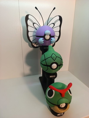 Pokémon Evolution Line Pokéball Clicker Set Caterpie Metapod Butterfree new