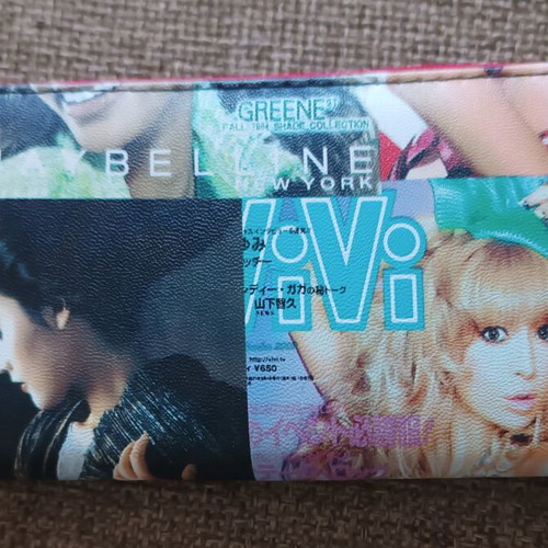 Women's long zip-around wallet with Japanese magazine print