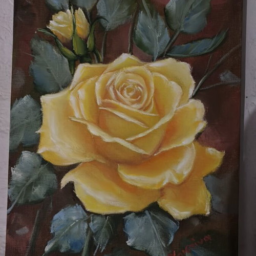 Handmade oil painting on cardboard