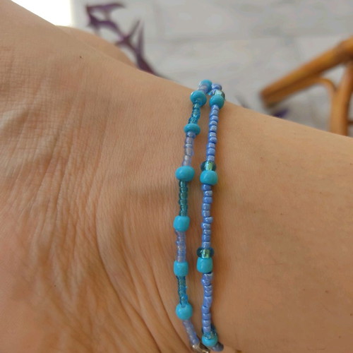 Handmade anklets new in summery blue shades