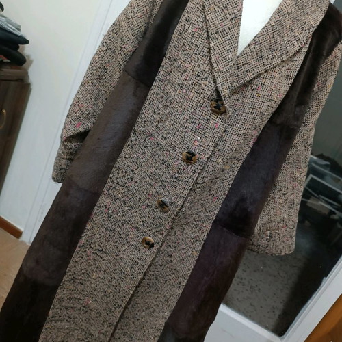 Coat with Real Fur New Handmade Unique Piece Size L-XL