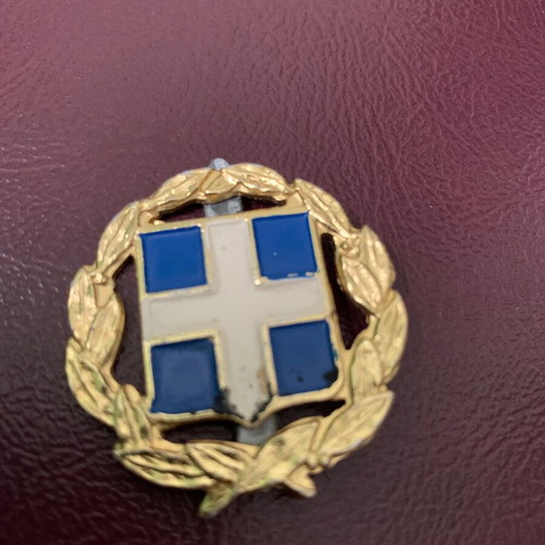 Military hat emblem used, authentic from the 80s