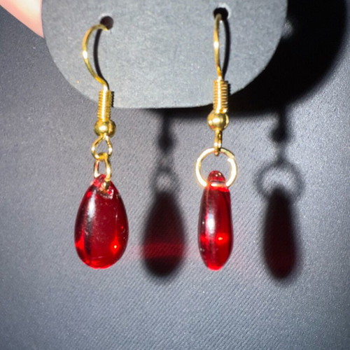 Earrings with red crystals new, handmade from stainless steel