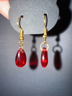 Earrings with red crystals new, handmade from stainless steel