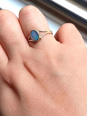 Silver ring 925 with natural blue opal stone like new