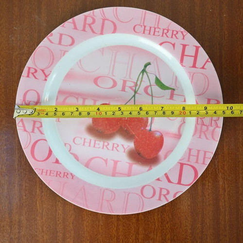 Plastic plate Cherry Orchard used, pink, 25 cm diameter