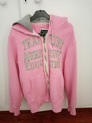 Men's cardigan used, size L, gray and pink