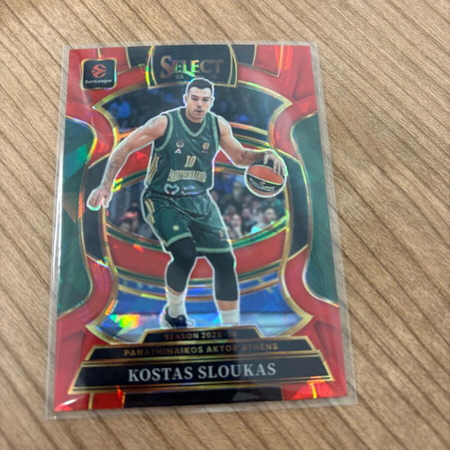 2025-26 Select Euroleague Kostas Sloukas Red Cracked Ice Prizm card new