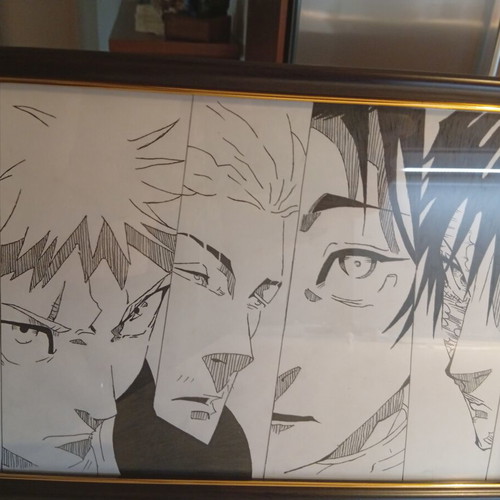 JJK Handmade Painting in Frame with Blue LED