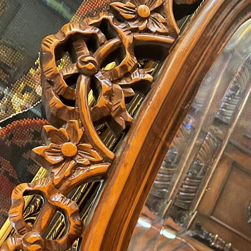 Carved handmade mirror made of solid walnut wood