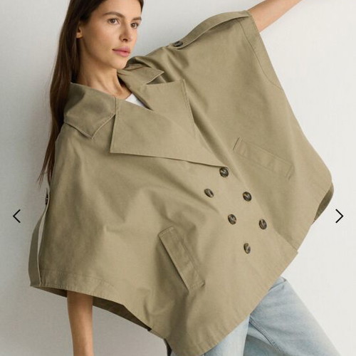 Reserved women's beige cape trench coat like new, relaxed fit