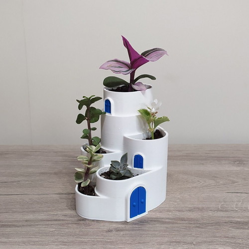 Cycladic 3D Printed Decorative Planter with Layers