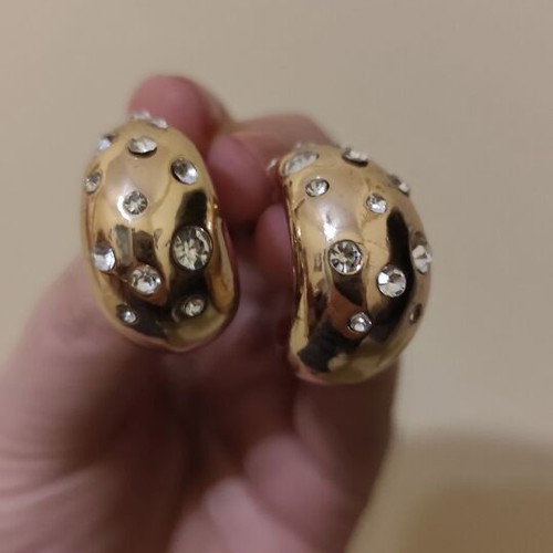 Gold earrings with rhinestones new