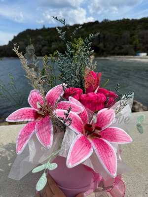Eternal Pink Bouquet with Plush Wire and Natural Dried Flowers, Custom Made