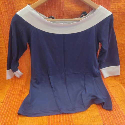 Navy women's blouse used, size Small, blue
