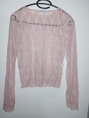 Stradivarius transparent lace blouse new, small size, pink