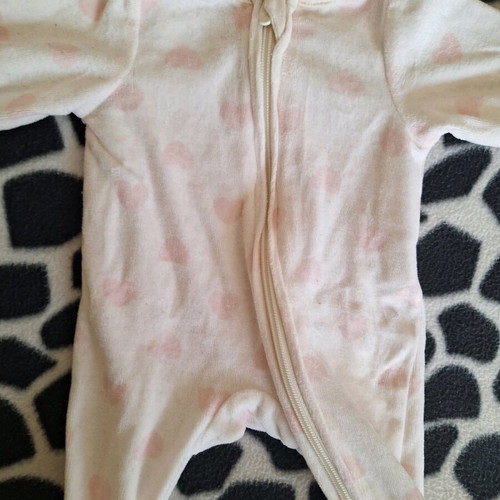 Velour newborn bodysuit used with zipper