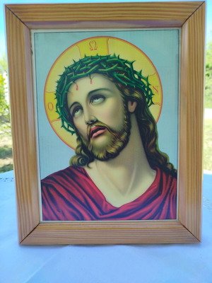 Παλιά εικόνα με ξύλινη κορνίζα 26x32