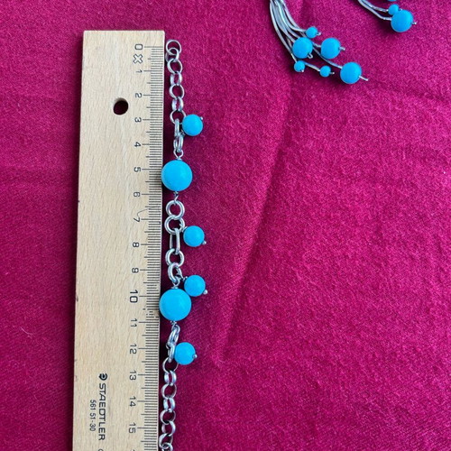 Vintage silver earrings and bracelet set with turquoise beads like new