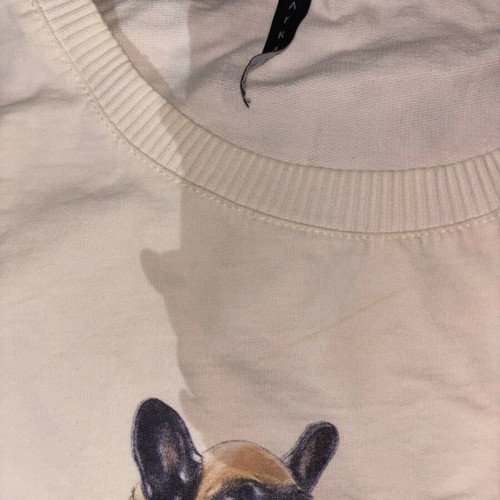Women's shirt used, white with French Bulldog design