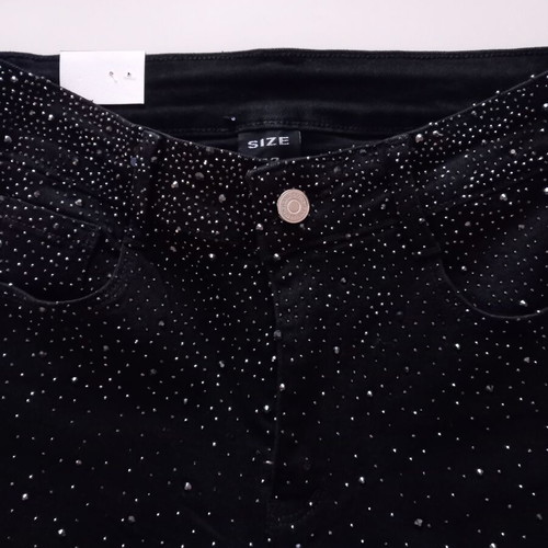 Miss Good black stretch jeans with rhinestones new, size 42
